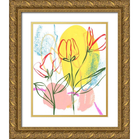 Tulip Formation II Gold Ornate Wood Framed Art Print with Double Matting by Wang, Melissa