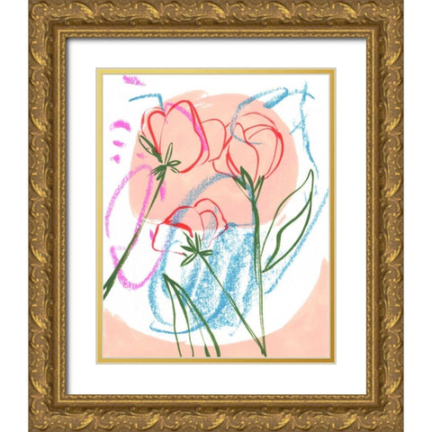 Tulip Formation III Gold Ornate Wood Framed Art Print with Double Matting by Wang, Melissa