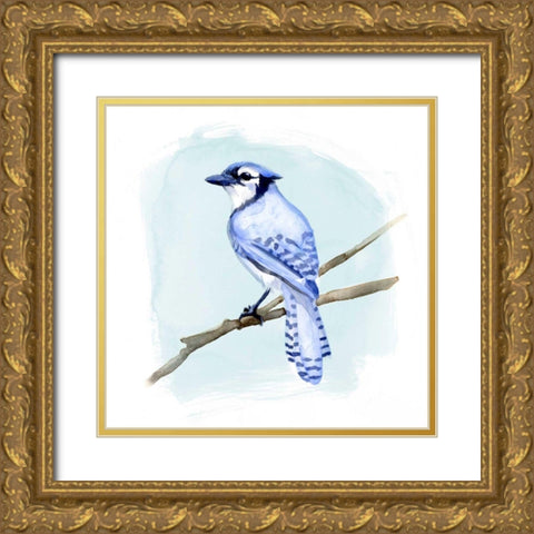 Coastal Blue Jay II Gold Ornate Wood Framed Art Print with Double Matting by Green, Jacob