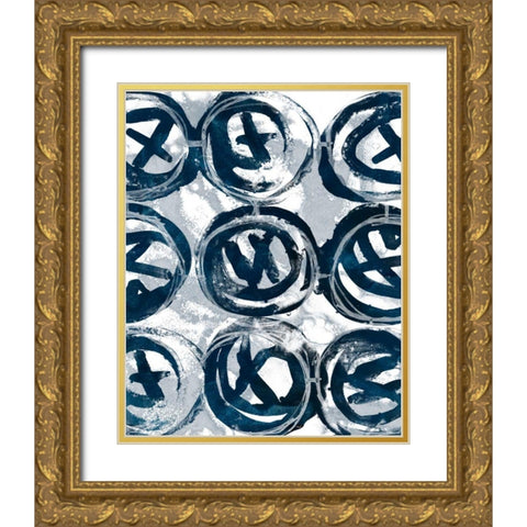 Indigo Memory II Gold Ornate Wood Framed Art Print with Double Matting by Vess, June Erica