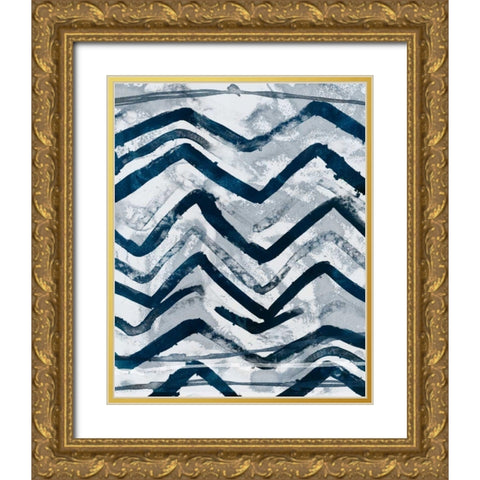 Indigo Memory IV Gold Ornate Wood Framed Art Print with Double Matting by Vess, June Erica