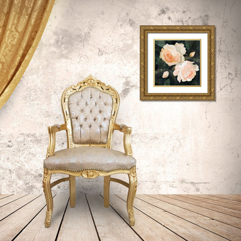 Soft Garden Roses I Gold Ornate Wood Framed Art Print with Double Matting by Caroline, Emma
