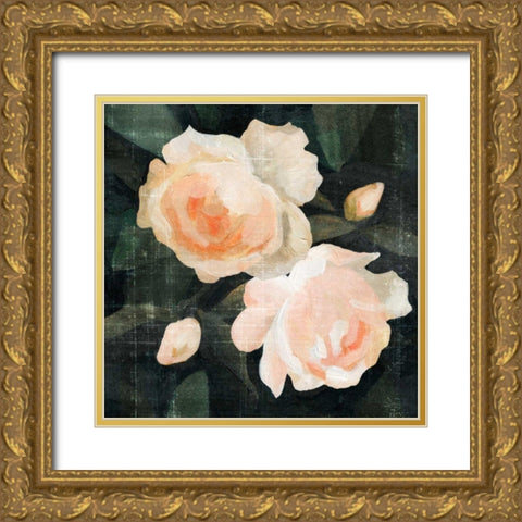 Soft Garden Roses I Gold Ornate Wood Framed Art Print with Double Matting by Caroline, Emma