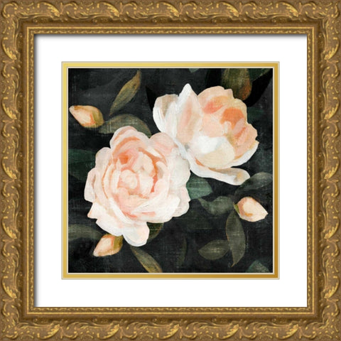 Soft Garden Roses II Gold Ornate Wood Framed Art Print with Double Matting by Caroline, Emma