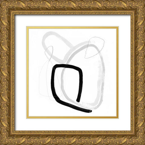 Black and Grey Vibration II Gold Ornate Wood Framed Art Print with Double Matting by Borges, Victoria