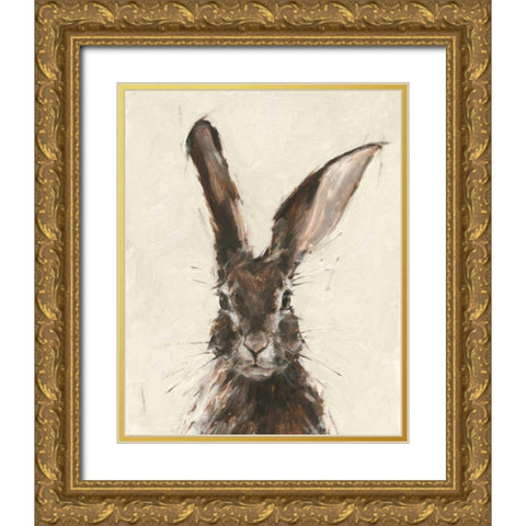 European Hare II Gold Ornate Wood Framed Art Print with Double Matting by Harper, Ethan