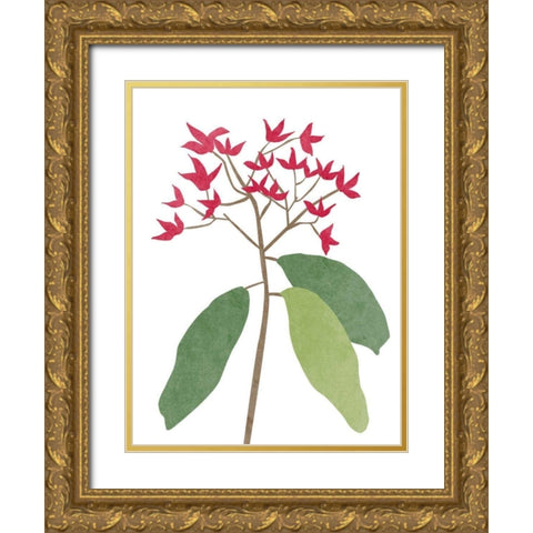 Begonia Stem I Gold Ornate Wood Framed Art Print with Double Matting by Wang, Melissa