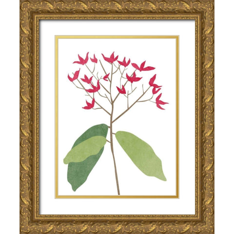 Begonia Stem II Gold Ornate Wood Framed Art Print with Double Matting by Wang, Melissa