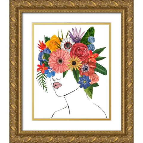 Flower Lady II Gold Ornate Wood Framed Art Print with Double Matting by Warren, Annie