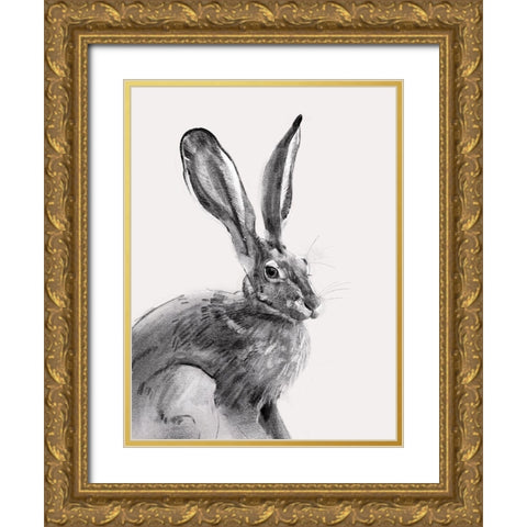 Wild Hare II Gold Ornate Wood Framed Art Print with Double Matting by Caroline, Emma