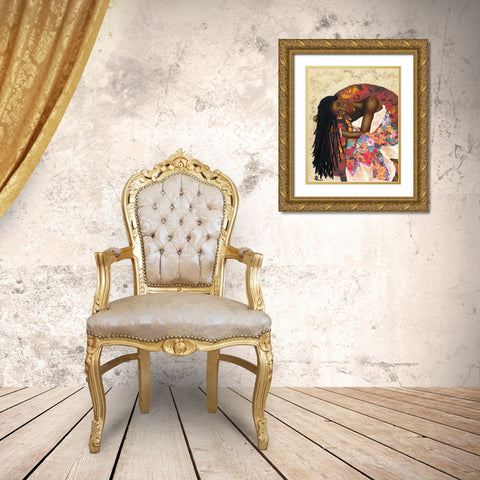 Woman Strong III Gold Ornate Wood Framed Art Print with Double Matting by Saunders, Alonzo
