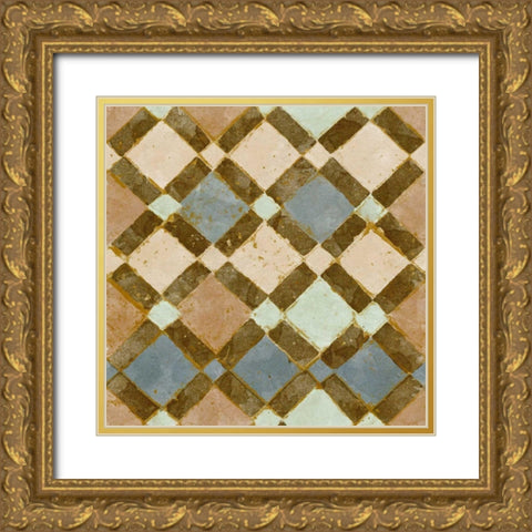 Tile of Squares I Gold Ornate Wood Framed Art Print with Double Matting by Saunders, Alonzo