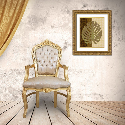 Tropical Leaf I Gold Ornate Wood Framed Art Print with Double Matting by Saunders, Alonzo
