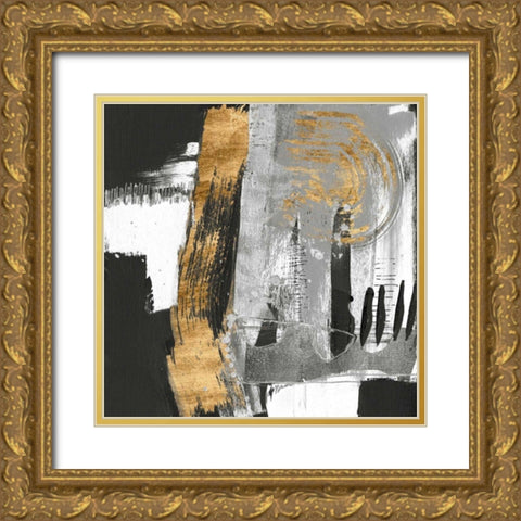 Golden Strokes II Gold Ornate Wood Framed Art Print with Double Matting by Goldberger, Jennifer
