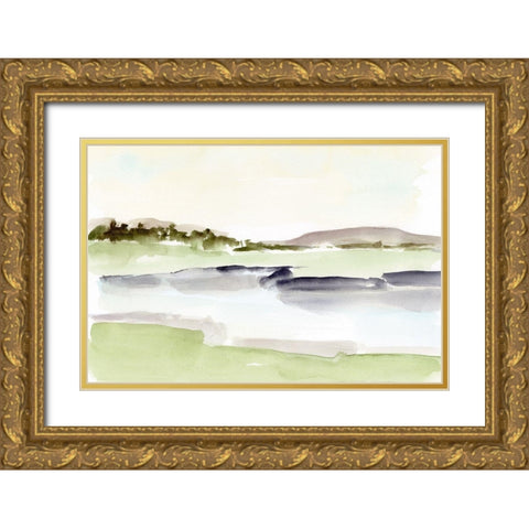 Lake Horizon II Gold Ornate Wood Framed Art Print with Double Matting by Harper, Ethan