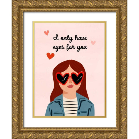 Darling Valentine IV Gold Ornate Wood Framed Art Print with Double Matting by Borges, Victoria