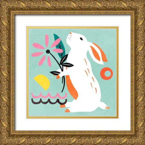 Easter Bunnies II Gold Ornate Wood Framed Art Print with Double Matting by Wang, Melissa