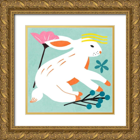 Easter Bunnies III Gold Ornate Wood Framed Art Print with Double Matting by Wang, Melissa