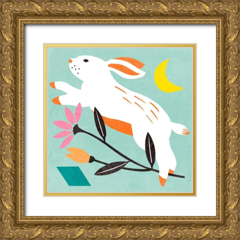 Easter Bunnies IV Gold Ornate Wood Framed Art Print with Double Matting by Wang, Melissa