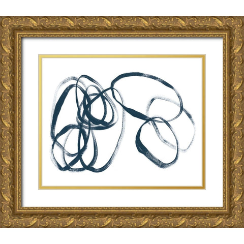Indigo Intertwined I Gold Ornate Wood Framed Art Print with Double Matting by Vess, June Erica