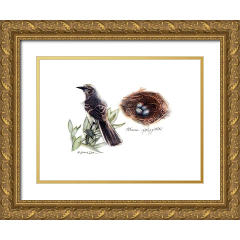 Bird and Nest Study I Gold Ornate Wood Framed Art Print with Double Matting by Dean, Bruce