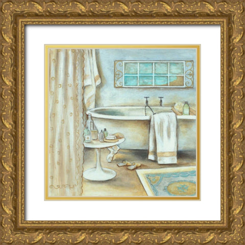 Soft Bath I Gold Ornate Wood Framed Art Print with Double Matting by Rig, R.