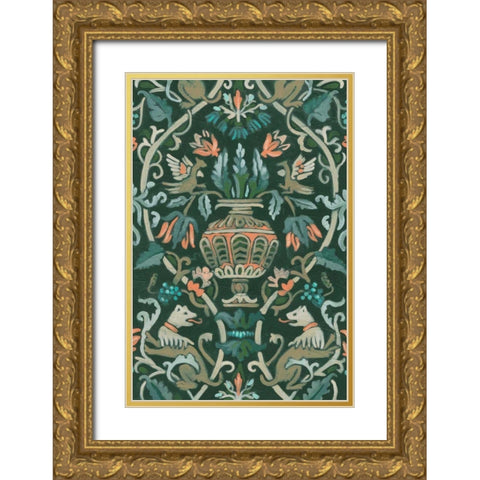 Verdant Tapestry I Gold Ornate Wood Framed Art Print with Double Matting by Vess, June Erica