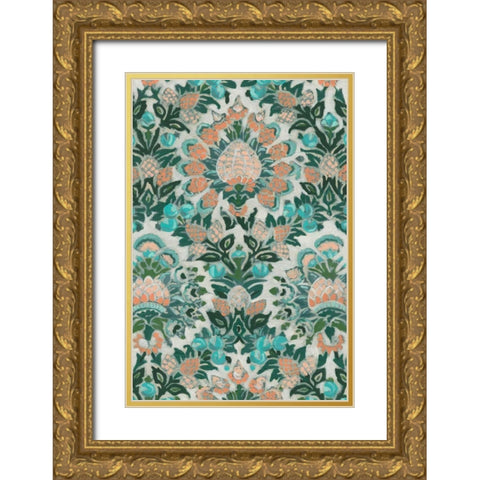 Verdant Tapestry III Gold Ornate Wood Framed Art Print with Double Matting by Vess, June Erica