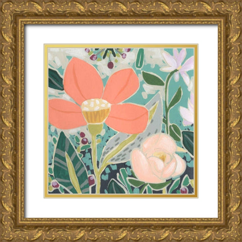 Garden Confetti II Gold Ornate Wood Framed Art Print with Double Matting by Vess, June Erica