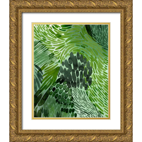 Upright Greenery II Gold Ornate Wood Framed Art Print with Double Matting by Popp, Grace