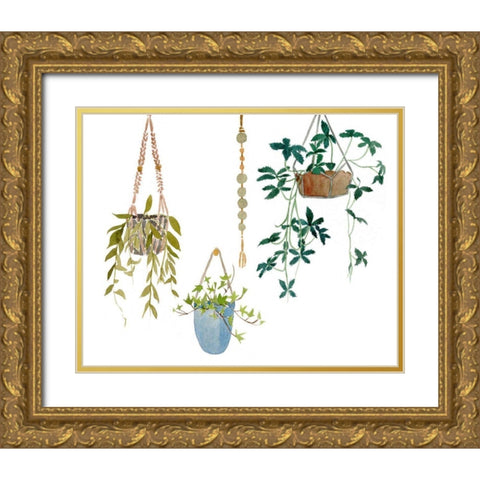 Hanging Greens I Gold Ornate Wood Framed Art Print with Double Matting by Wang, Melissa