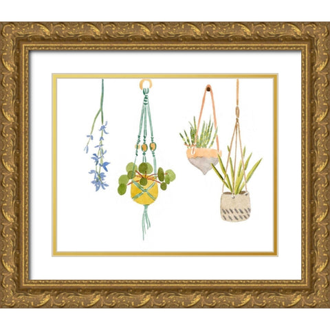 Hanging Greens IV Gold Ornate Wood Framed Art Print with Double Matting by Wang, Melissa