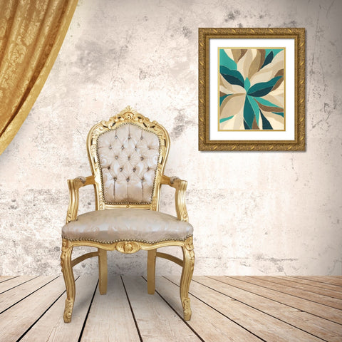 Colorblock Blossom I Gold Ornate Wood Framed Art Print with Double Matting by Vess, June Erica