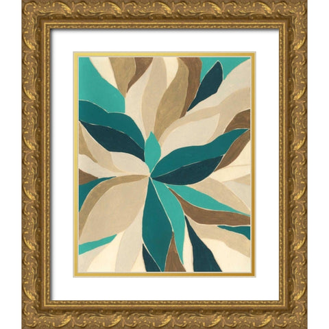 Colorblock Blossom I Gold Ornate Wood Framed Art Print with Double Matting by Vess, June Erica