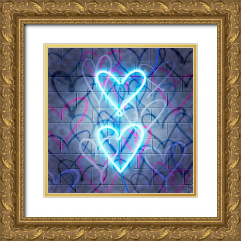 Neon Heart II Gold Ornate Wood Framed Art Print with Double Matting by Popp, Grace