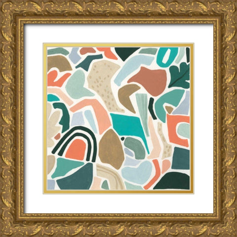 Tonal Aggregate III Gold Ornate Wood Framed Art Print with Double Matting by Vess, June Erica