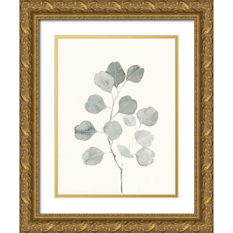 Delicate Sage Botanical I Gold Ornate Wood Framed Art Print with Double Matting by Caroline, Emma