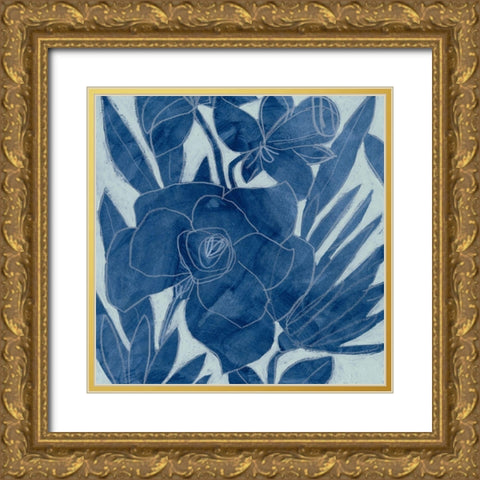 Blue Lagoon Silhouette I Gold Ornate Wood Framed Art Print with Double Matting by Vess, June Erica