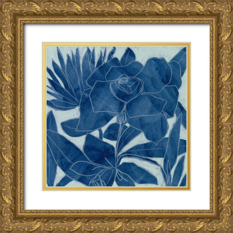 Blue Lagoon Silhouette II Gold Ornate Wood Framed Art Print with Double Matting by Vess, June Erica