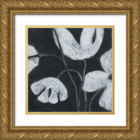 Monochrome Meadow III Gold Ornate Wood Framed Art Print with Double Matting by Vess, June Erica