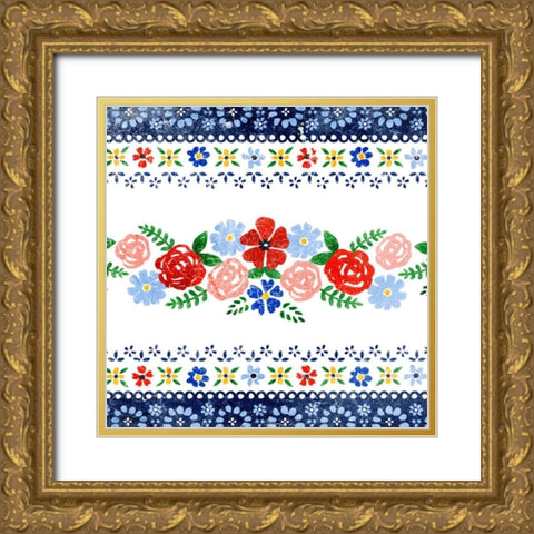 Azure Blume I Gold Ornate Wood Framed Art Print with Double Matting by Borges, Victoria