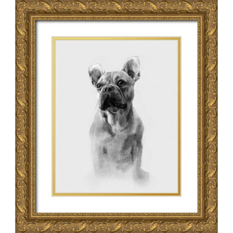 Pug Portrait I Gold Ornate Wood Framed Art Print with Double Matting by Caroline, Emma