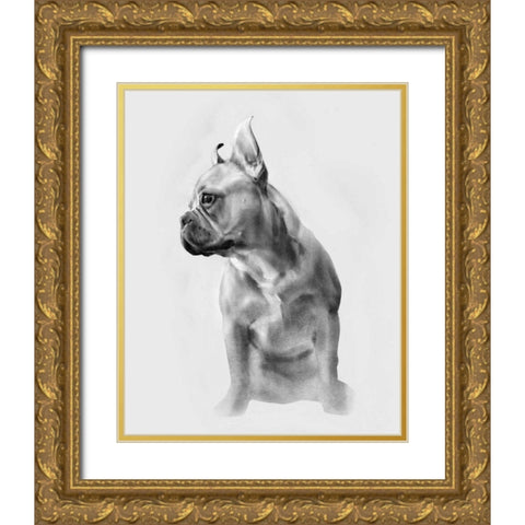 Pug Portrait II Gold Ornate Wood Framed Art Print with Double Matting by Caroline, Emma