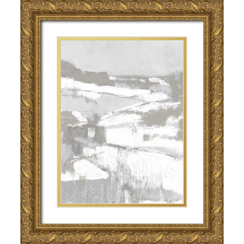 Neutral Fields I Gold Ornate Wood Framed Art Print with Double Matting by Goldberger, Jennifer