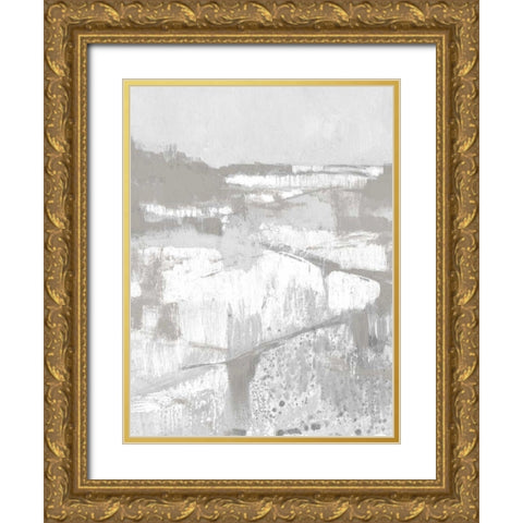 Neutral Fields II Gold Ornate Wood Framed Art Print with Double Matting by Goldberger, Jennifer