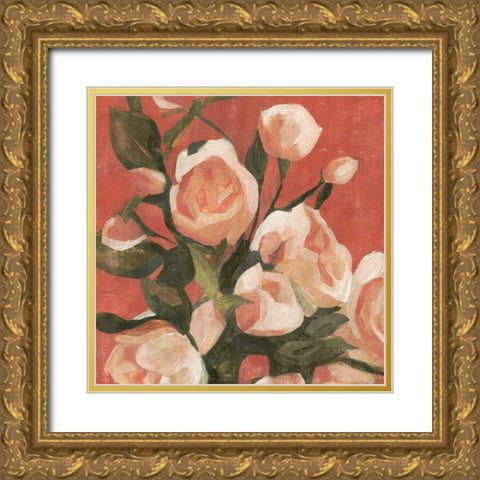 Rose Tangle I Gold Ornate Wood Framed Art Print with Double Matting by Caroline, Emma