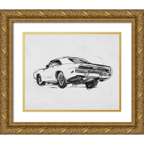 Classic Car Sketch I Gold Ornate Wood Framed Art Print with Double Matting by Warren, Annie