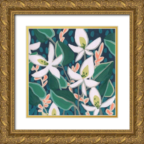 Night Garden II Gold Ornate Wood Framed Art Print with Double Matting by Vess, June Erica