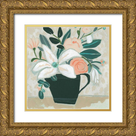 Terre Verte Garden I Gold Ornate Wood Framed Art Print with Double Matting by Vess, June Erica