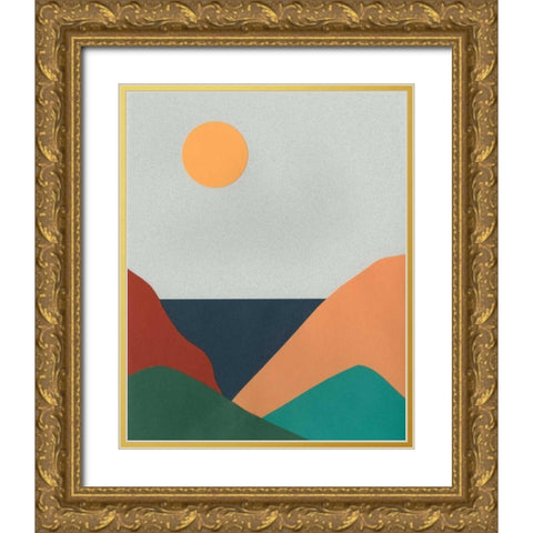 Madera Heat II Gold Ornate Wood Framed Art Print with Double Matting by Moore, Regina